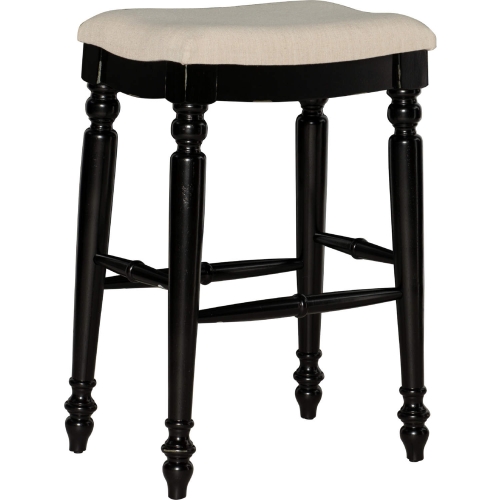 Marino Backless Bar Stool in Neutral Fabric & Black Wood